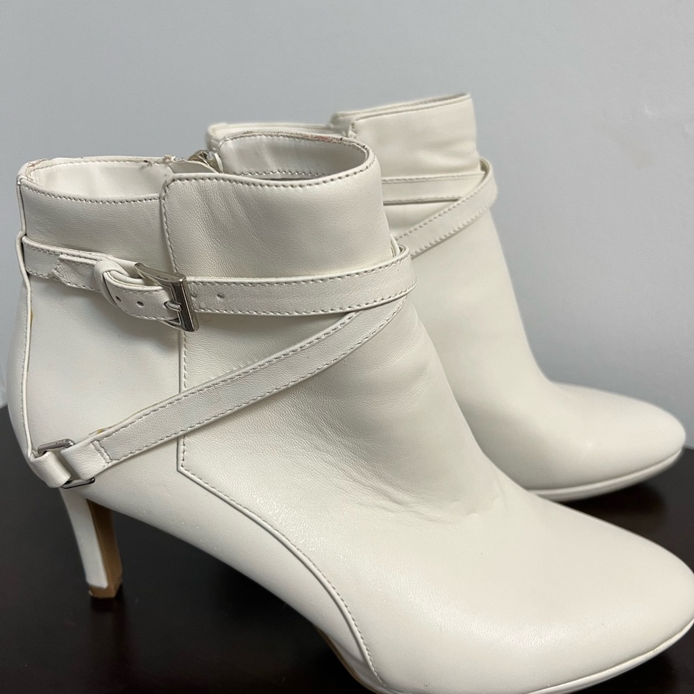 Ivory Leather Booties Size 9.5